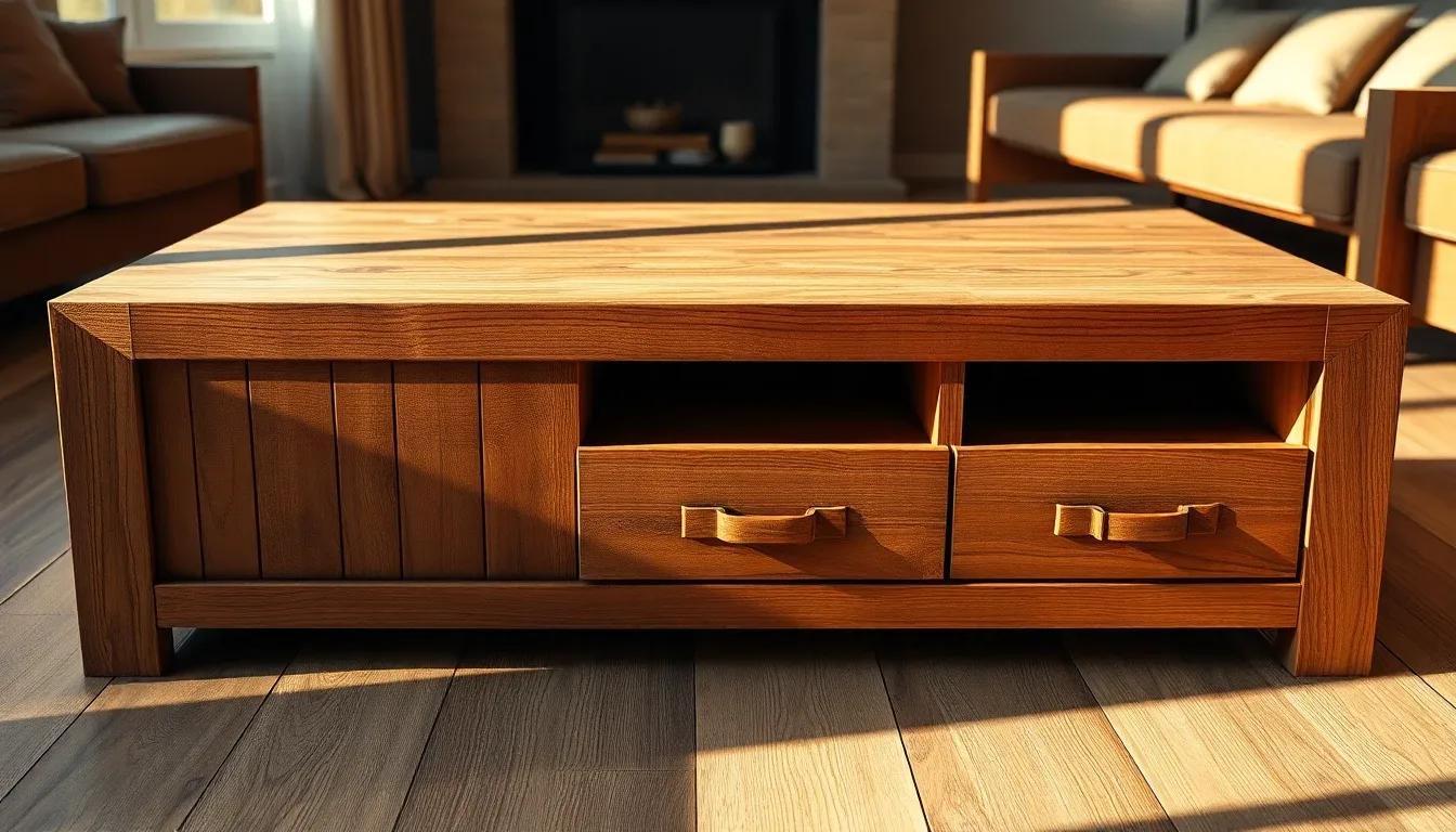 Table basse en bois avec rangement solutions pratiques